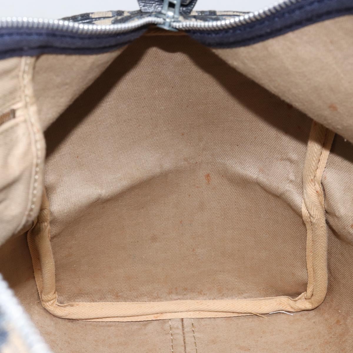 Christian Dior Trotter Canvas Boston Bag Navy Silver Auth bs30972