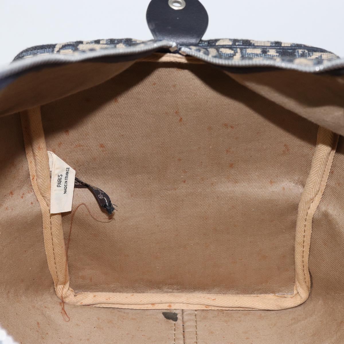 Christian Dior Trotter Canvas Boston Bag Navy Silver Auth bs30972