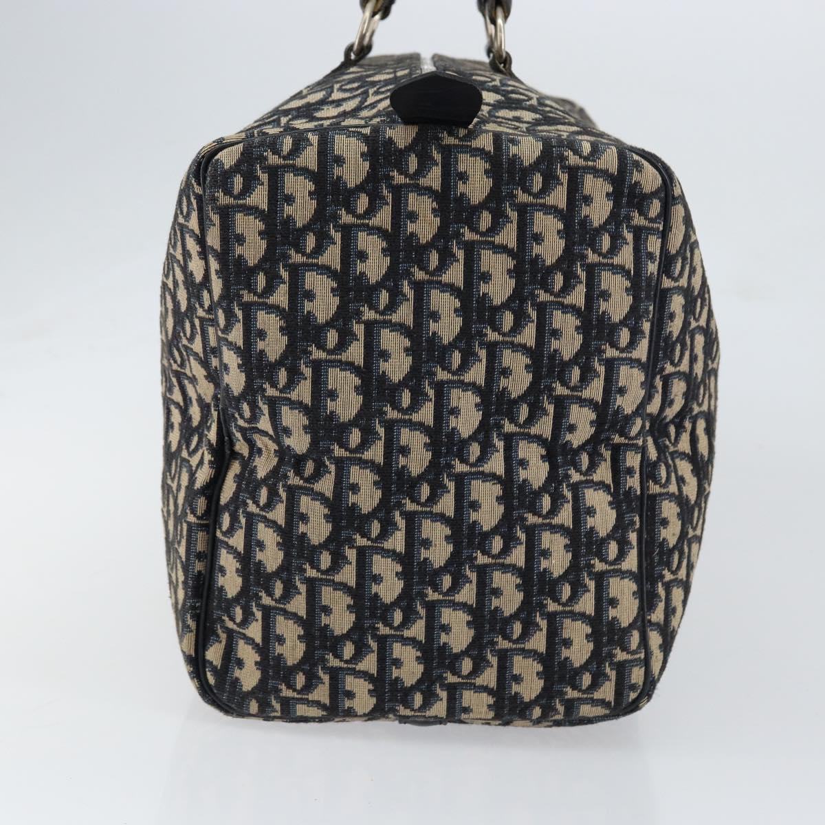 Christian Dior Trotter Canvas Boston Bag Navy Silver Auth bs30972