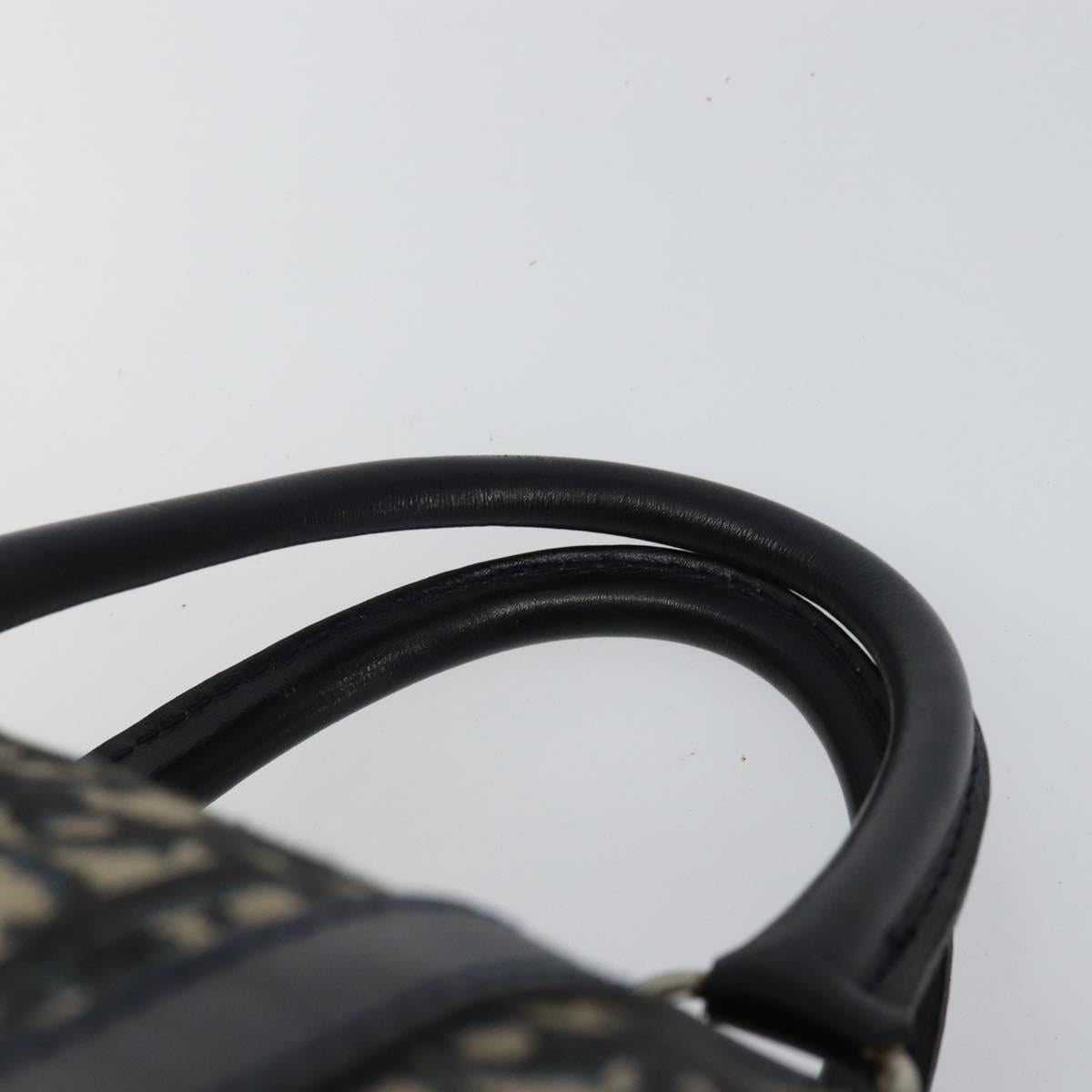 Christian Dior Trotter Canvas Boston Bag Navy Silver Auth bs30972