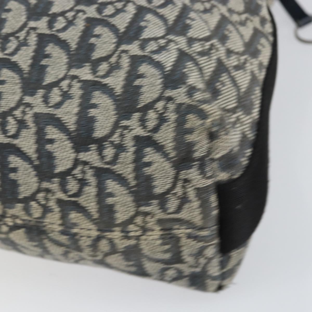 Christian Dior Trotter Canvas Shoulder Bag Navy Silver Auth bs30973