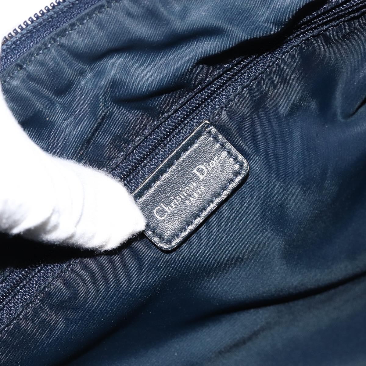Christian Dior Trotter Canvas Shoulder Bag Navy Silver Auth bs30973
