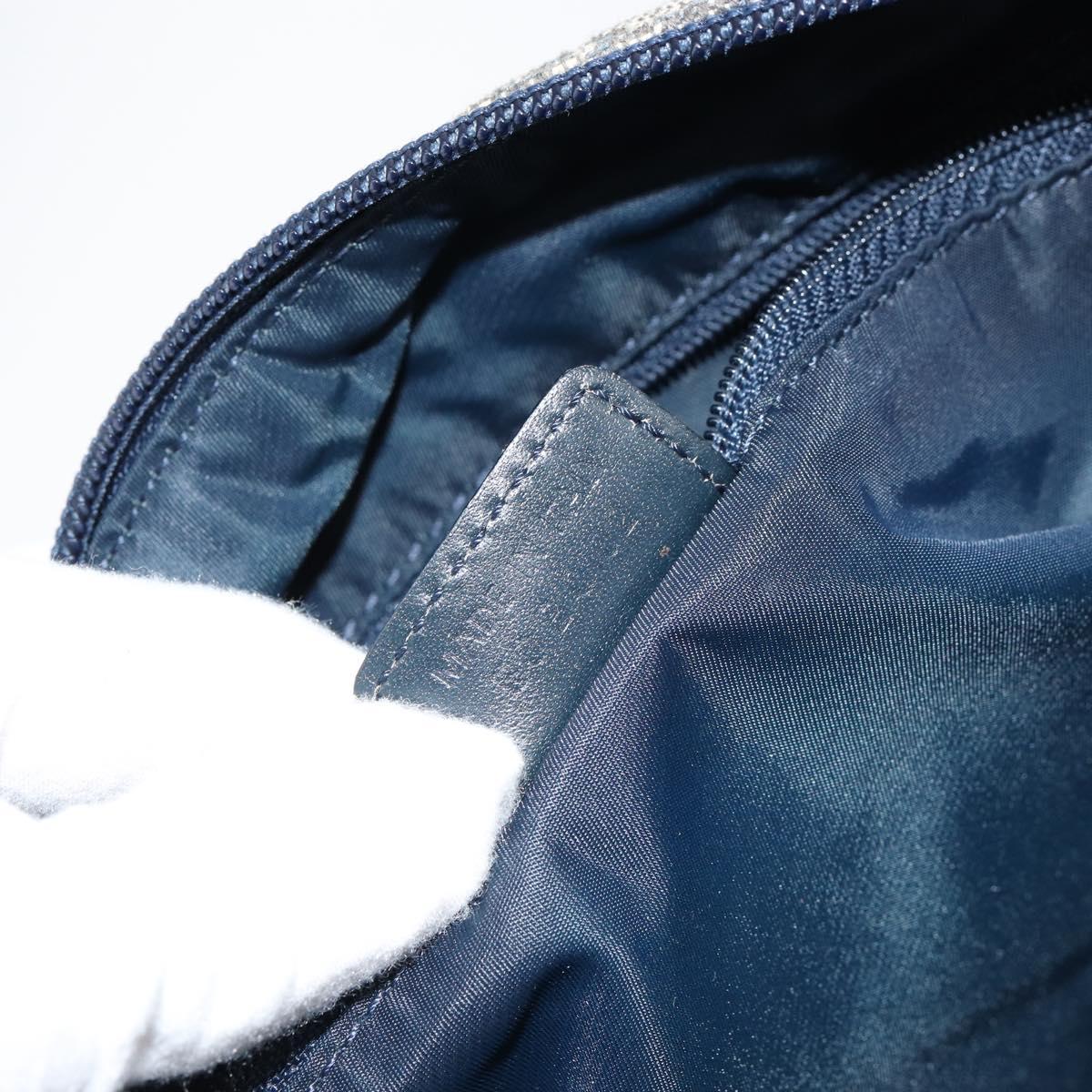 Christian Dior Trotter Canvas Shoulder Bag Navy Silver Auth bs30973