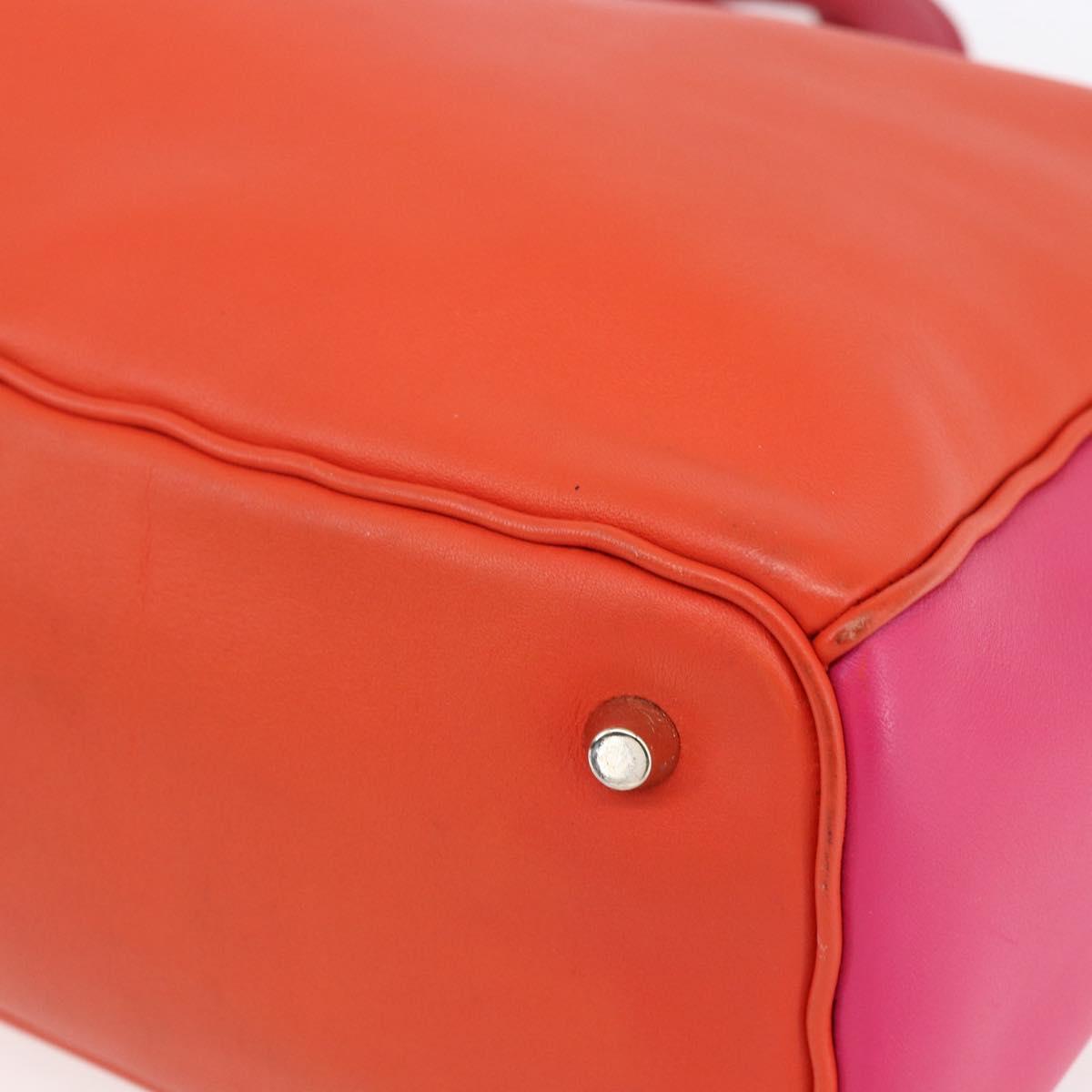 Christian Dior Diorissimo Hand Bag Leather 2way Orange Gold Auth bs30974