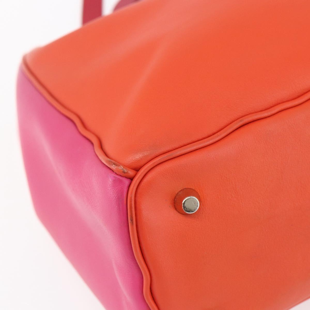 Christian Dior Diorissimo Hand Bag Leather 2way Orange Gold Auth bs30974