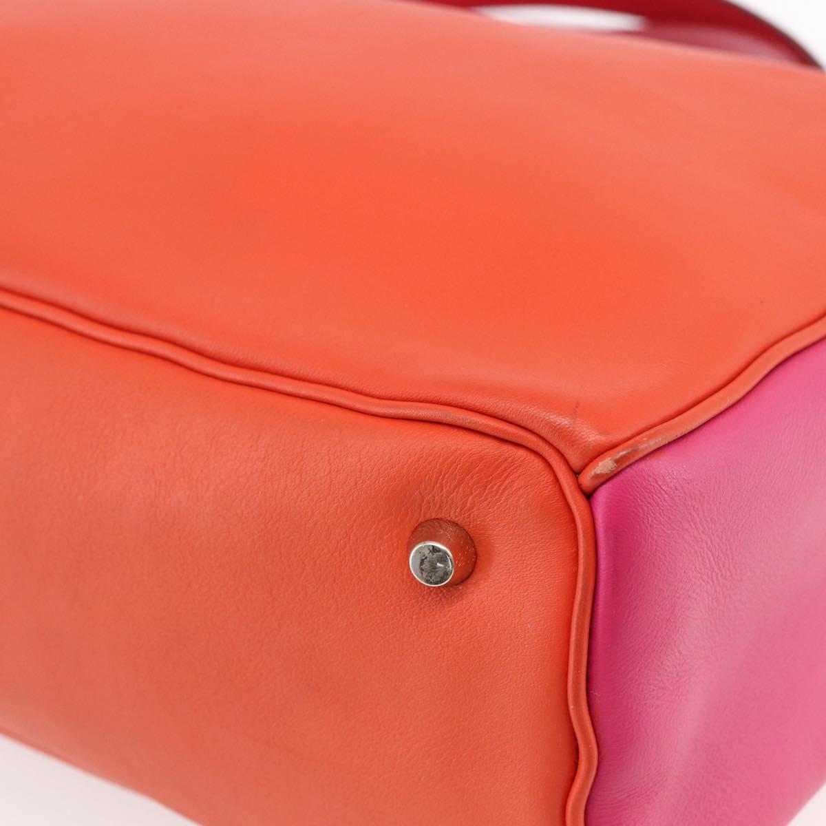 Christian Dior Diorissimo Hand Bag Leather 2way Orange Gold Auth bs30974
