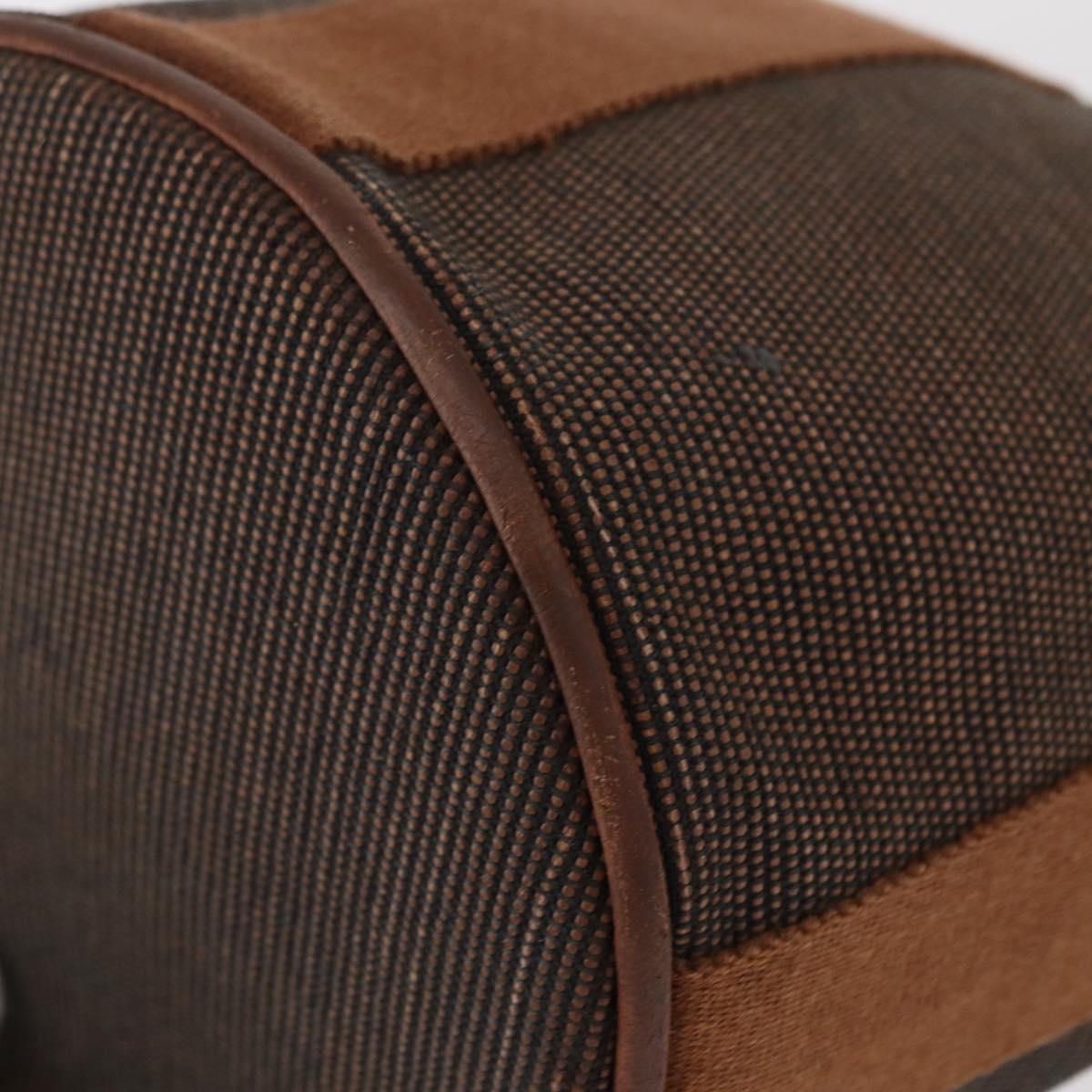 HERMES Sakso PM Hand Bag Canvas Brown Auth bs30976