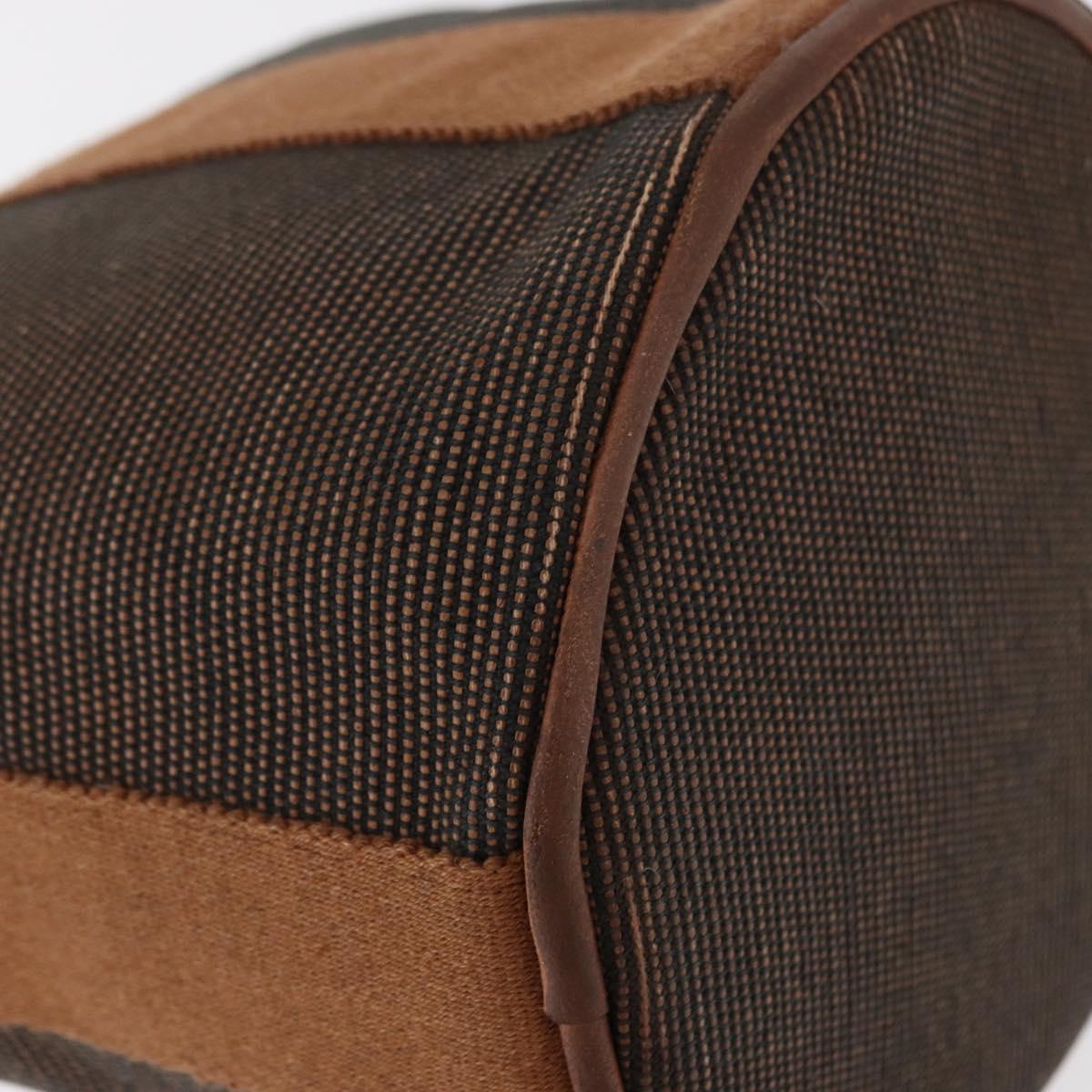 HERMES Sakso PM Hand Bag Canvas Brown Auth bs30976