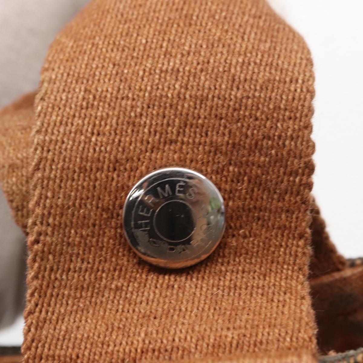 HERMES Sakso PM Hand Bag Canvas Brown Auth bs30976