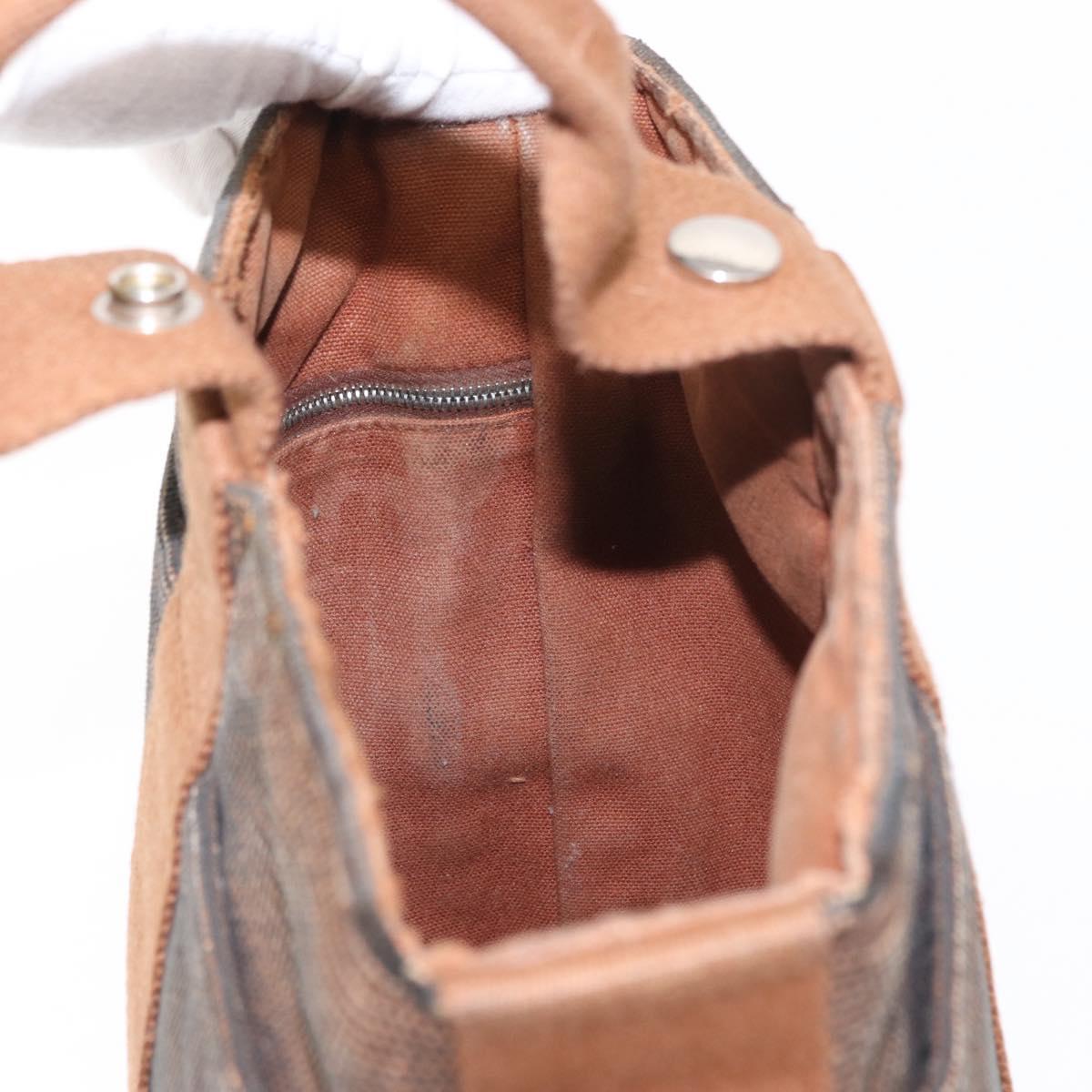 HERMES Sakso PM Hand Bag Canvas Brown Auth bs30976