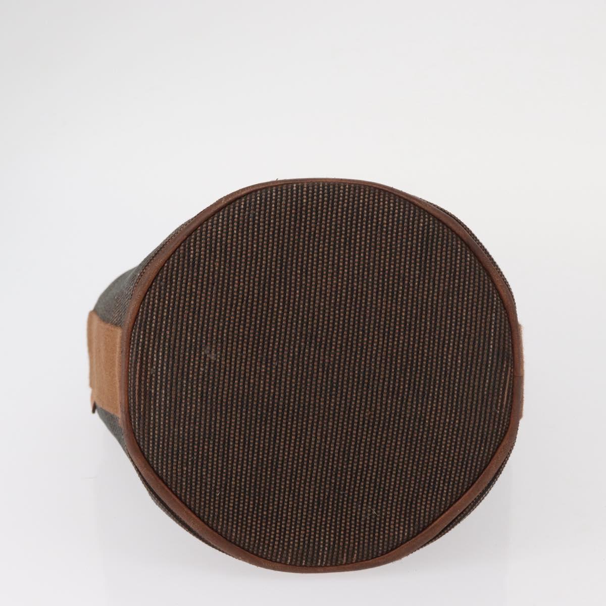 HERMES Sakso PM Hand Bag Canvas Brown Auth bs30976