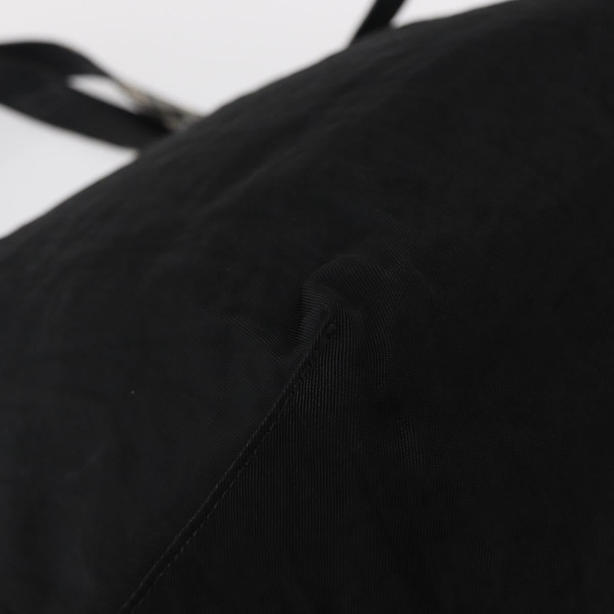 BURBERRY Blue Label Tote Bag Nylon Black Silver Auth bs30978