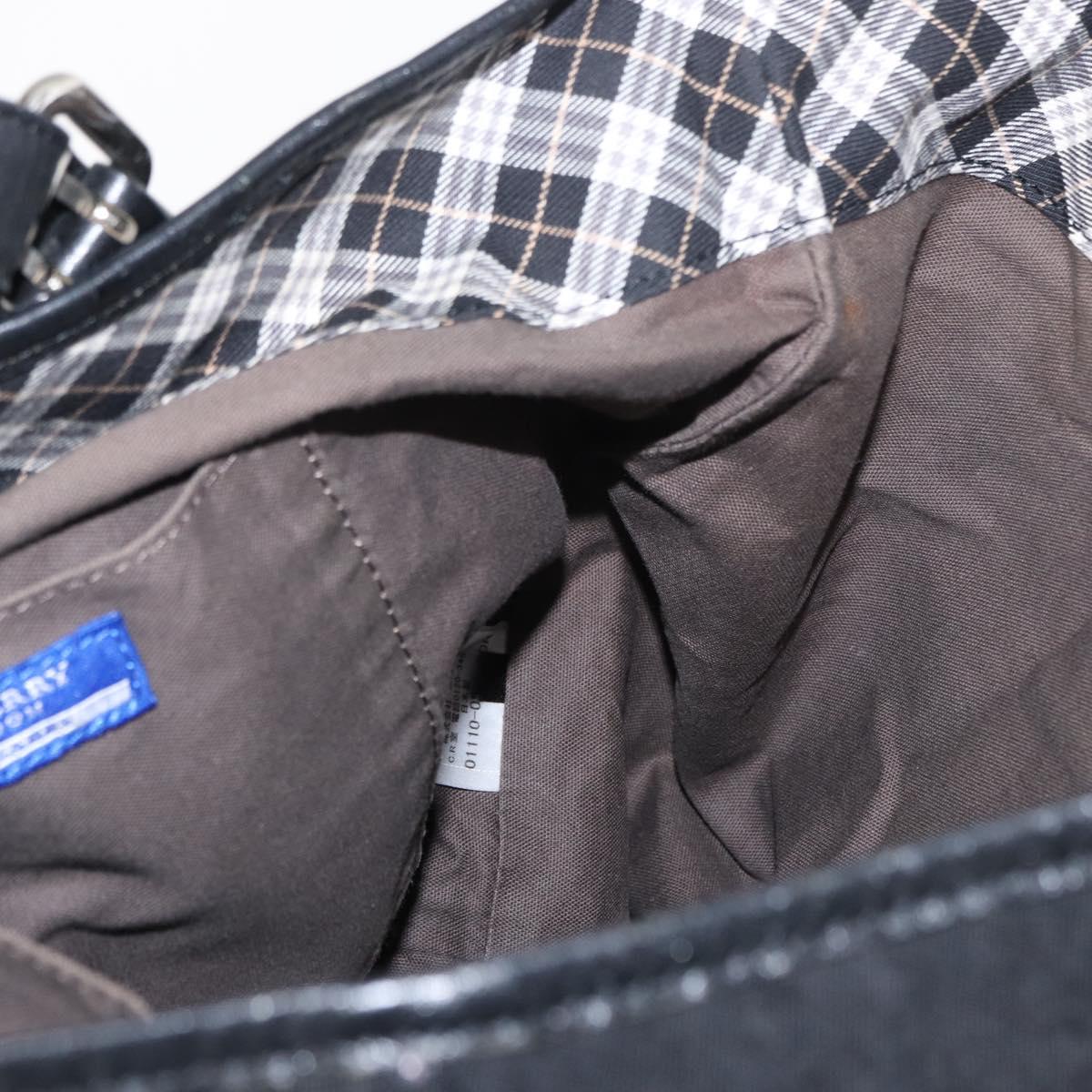 BURBERRY Blue Label Tote Bag Nylon Black Silver Auth bs30978