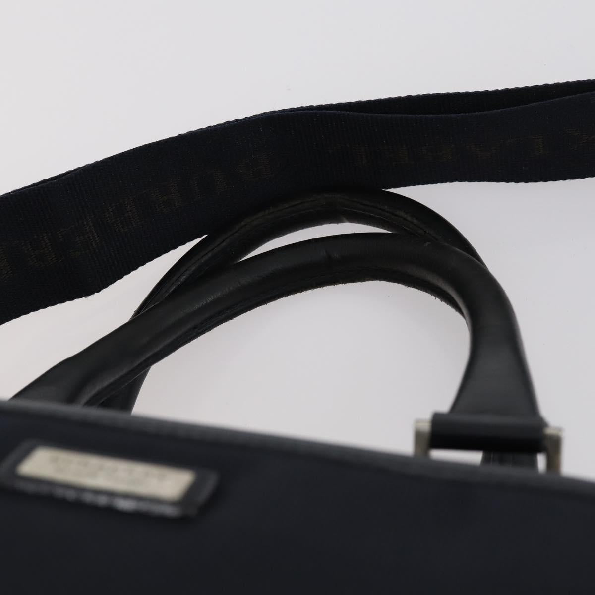 BURBERRY Black Label Business Bag Nylon 2way Black Silver Auth bs30979