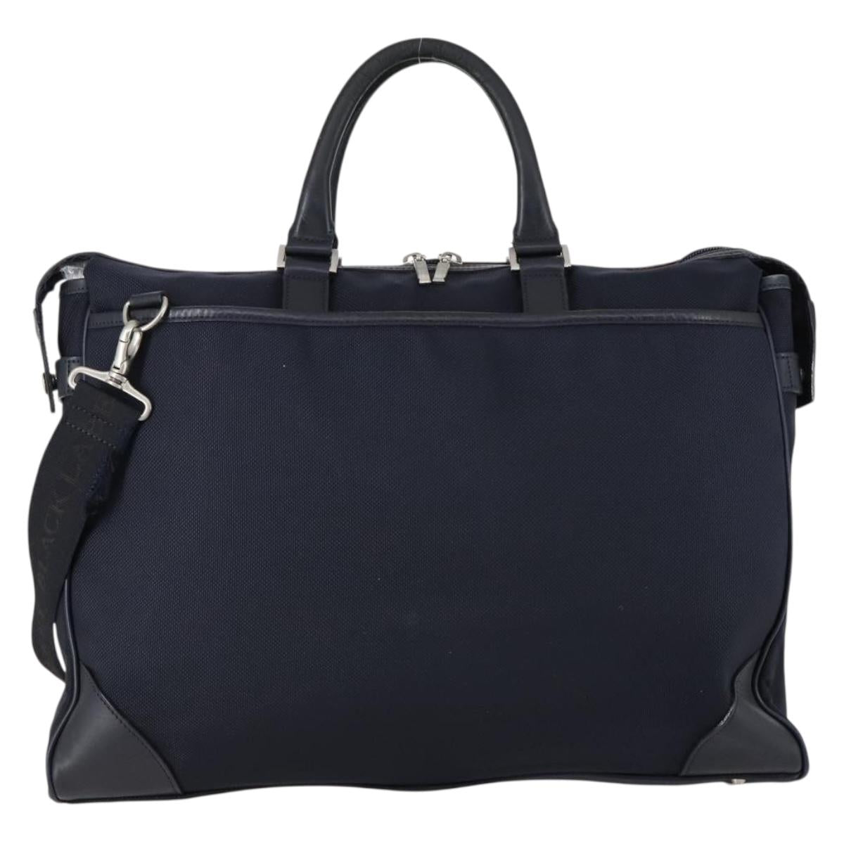 BURBERRY Black Label Business Bag Nylon 2way Black Silver Auth bs30979