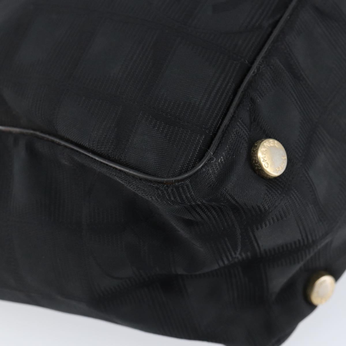 CHANEL New Travel Line Tote Bag Nylon Black gold CC Auth bs30985