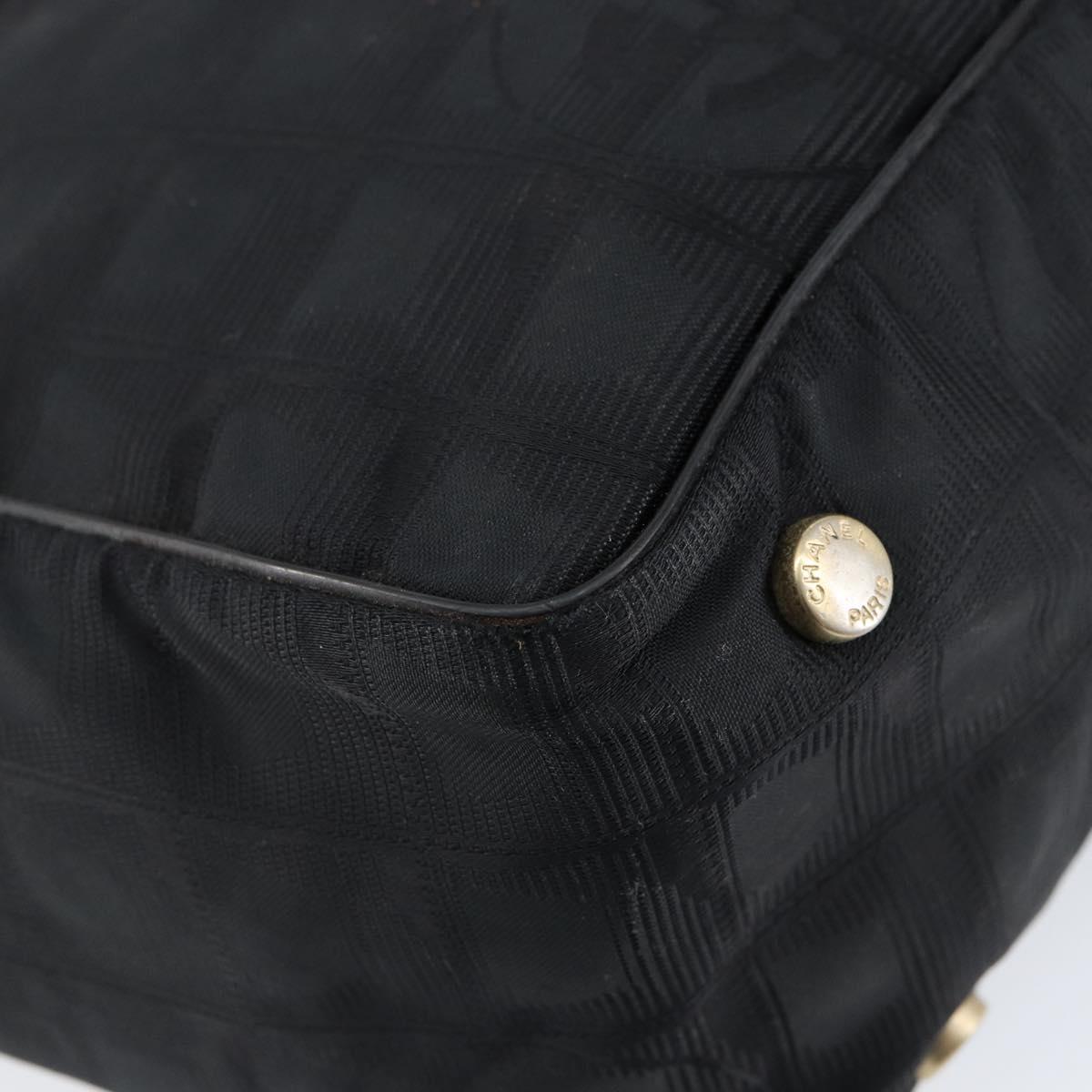 CHANEL New Travel Line Tote Bag Nylon Black gold CC Auth bs30985