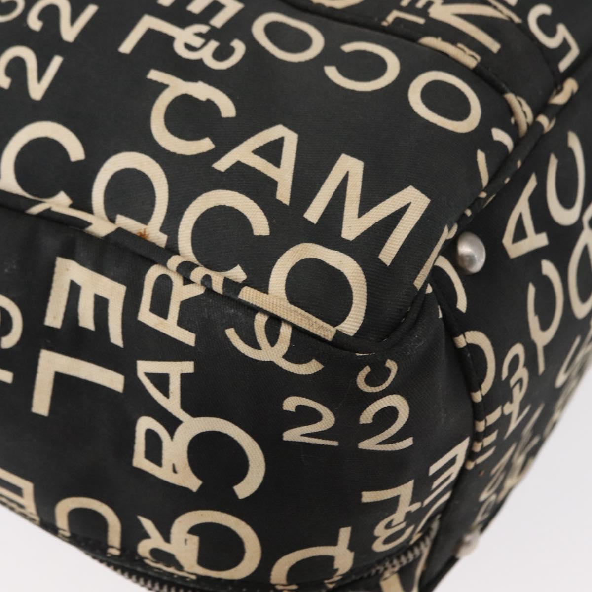 CHANEL Bysy Line Boston Bag Canvas Black CC Auth bs30986