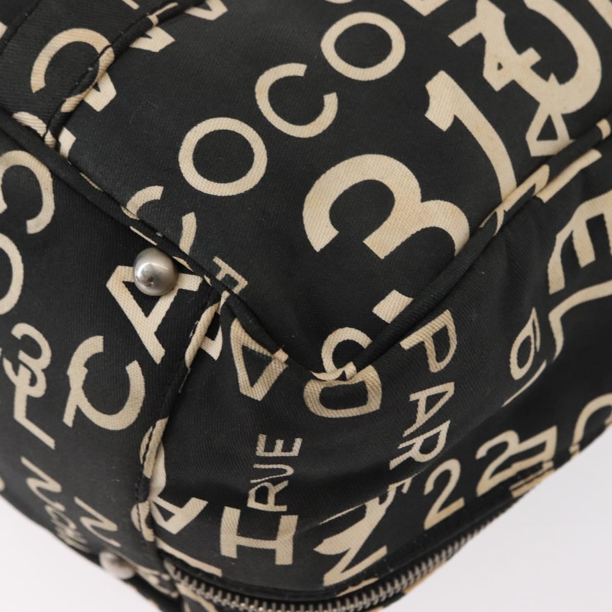 CHANEL Bysy Line Boston Bag Canvas Black CC Auth bs30986