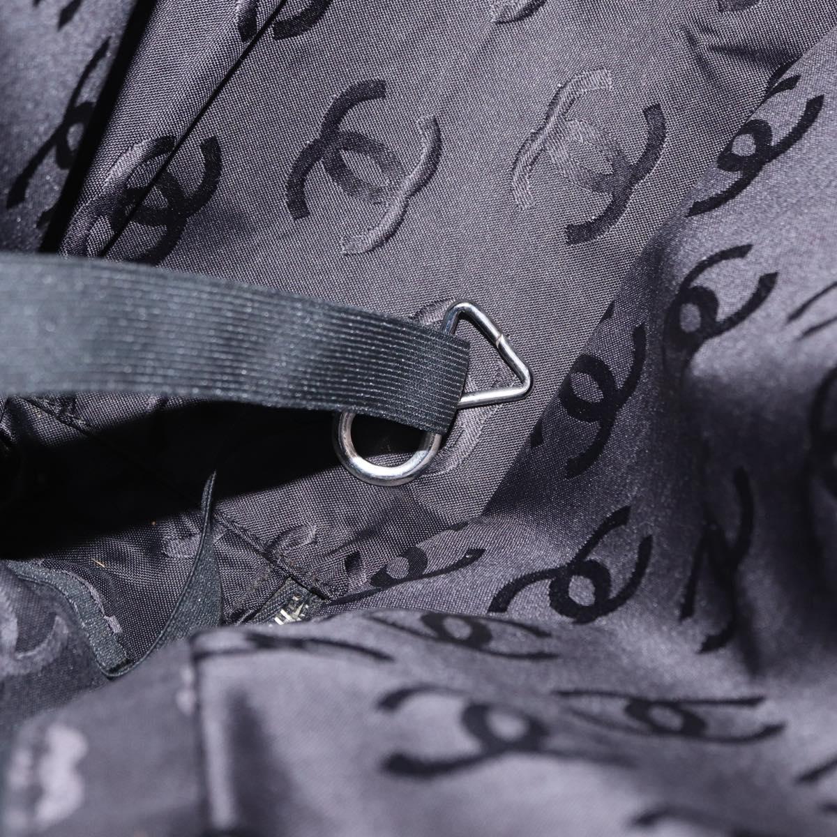 CHANEL Bysy Line Boston Bag Canvas Black CC Auth bs30986