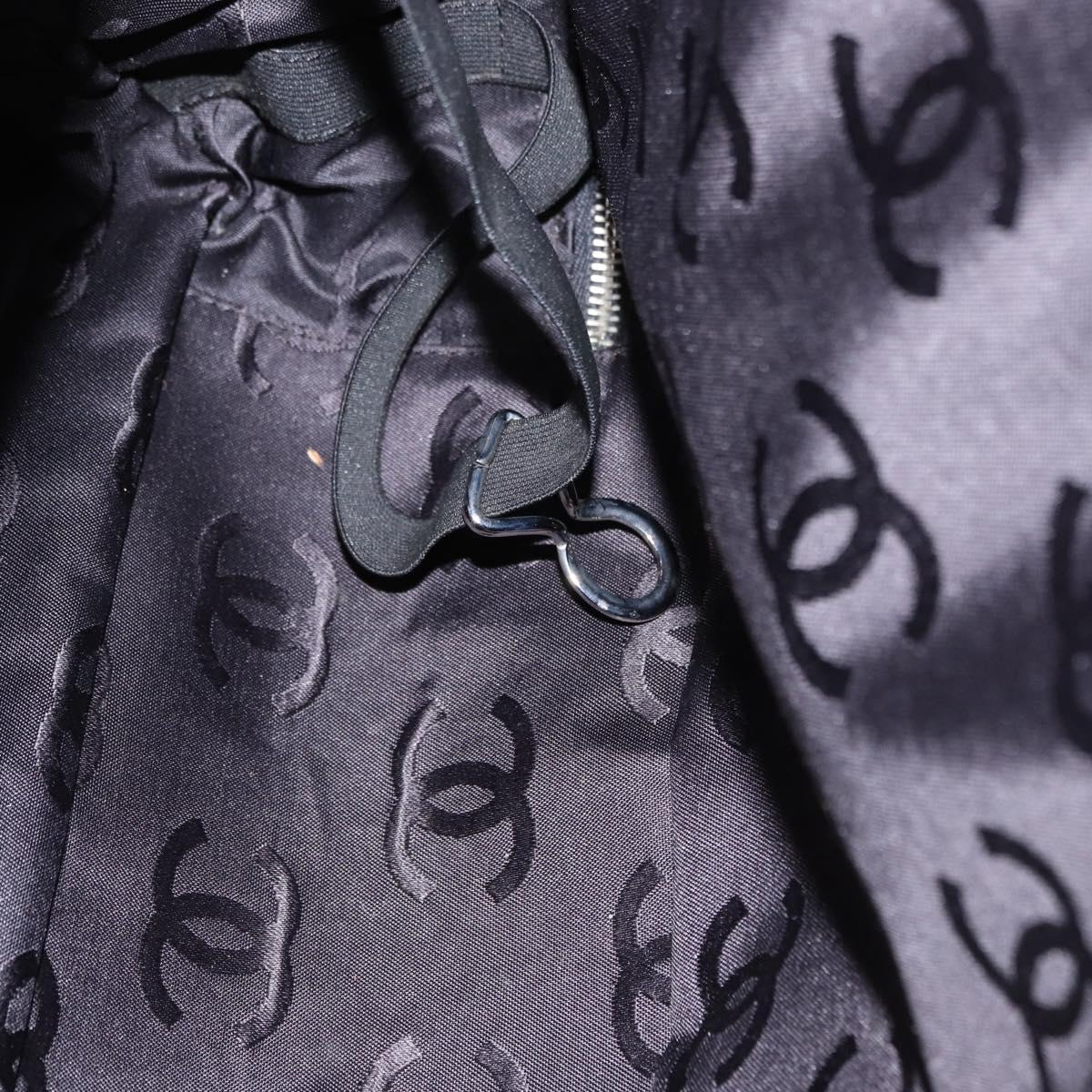 CHANEL Bysy Line Boston Bag Canvas Black CC Auth bs30986