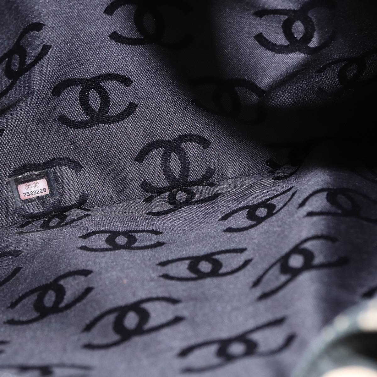 CHANEL Bysy Line Boston Bag Canvas Black CC Auth bs30986