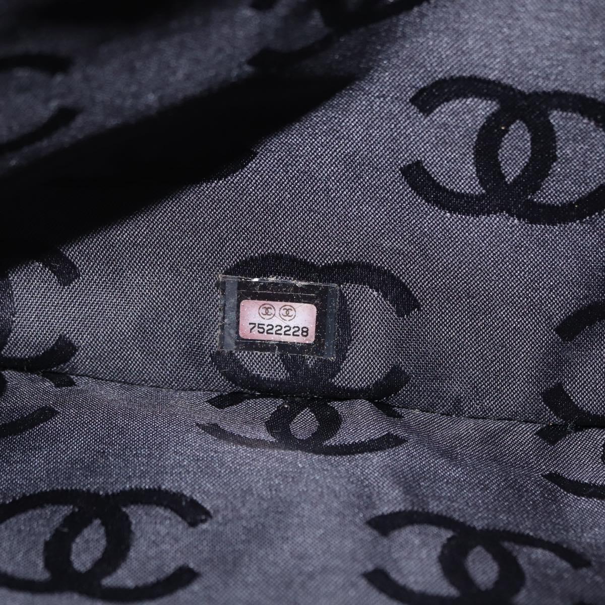 CHANEL Bysy Line Boston Bag Canvas Black CC Auth bs30986