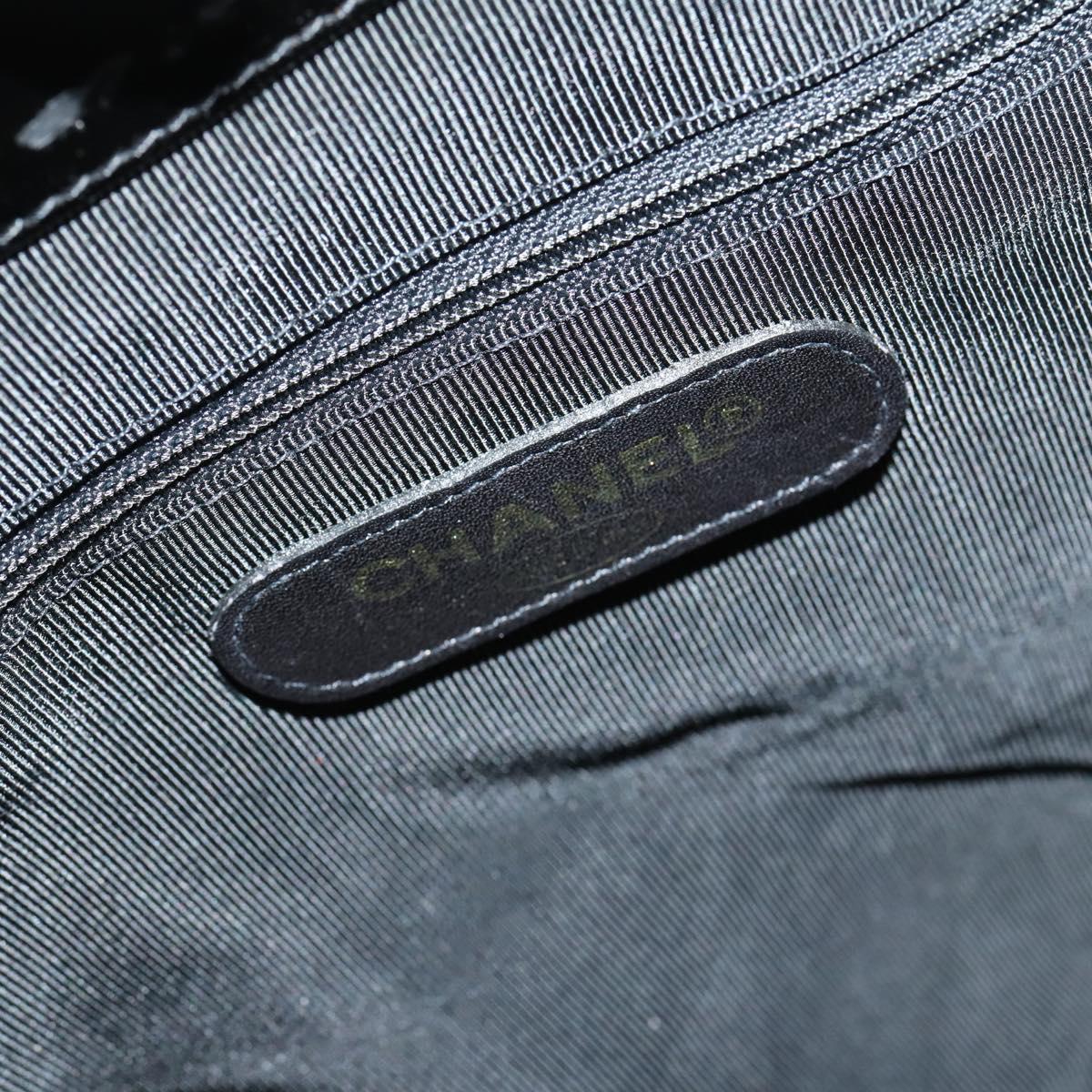 CHANEL Shoulder Bag Enamel Black Gold CC Auth bs30987