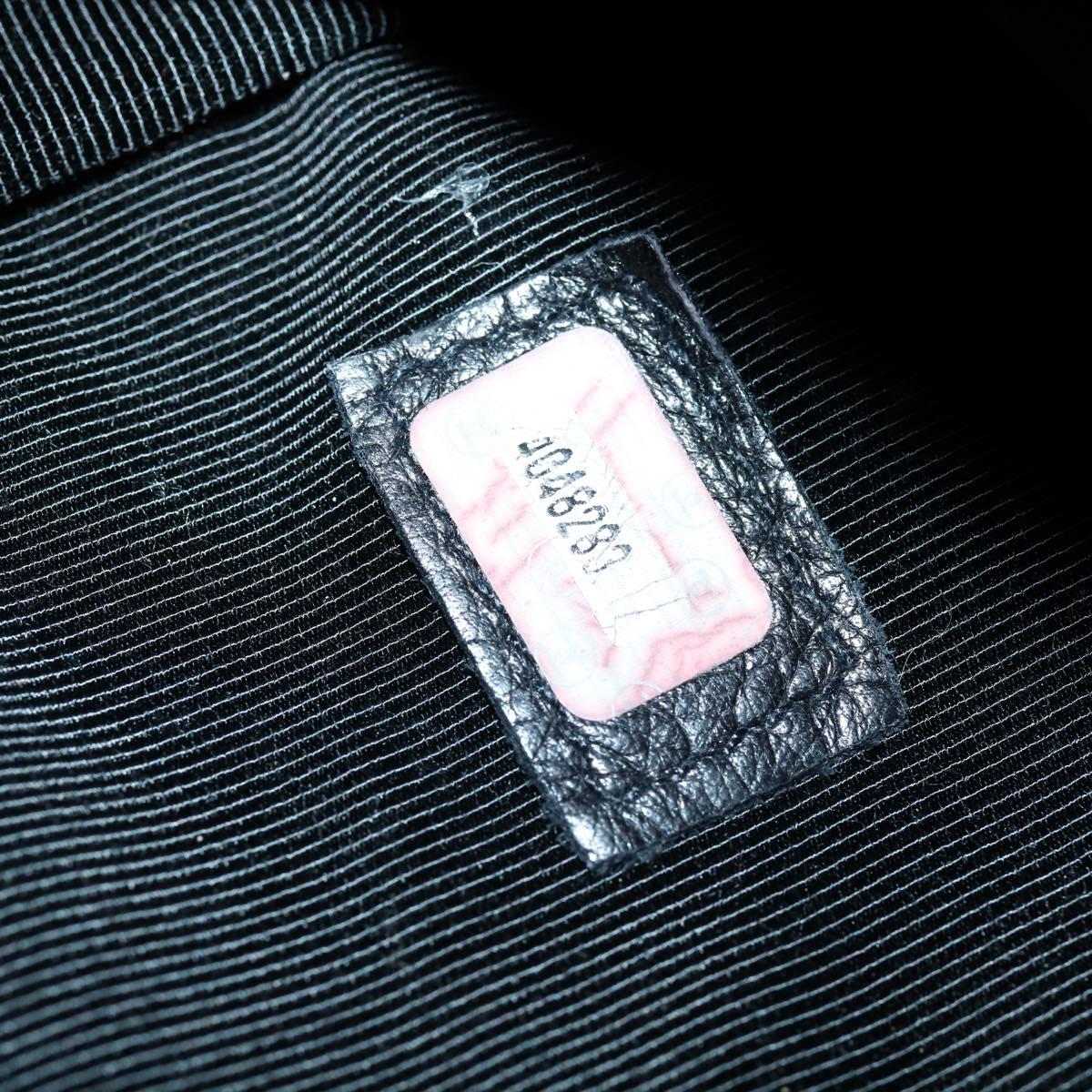 CHANEL Shoulder Bag Enamel Black Gold CC Auth bs30987