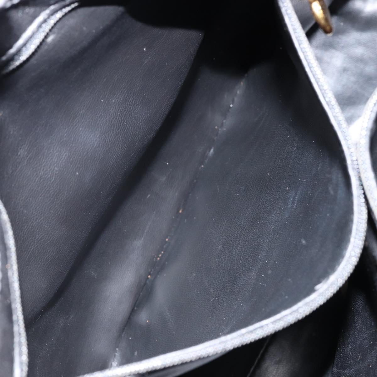 CHANEL Shoulder Bag Enamel Black Gold CC Auth bs30988