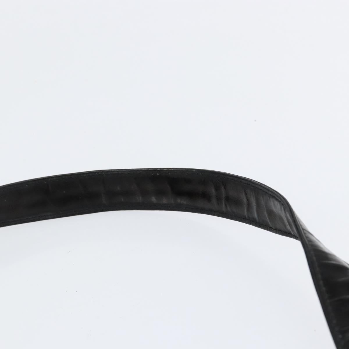 CHANEL V Stitch Hand Bag Enamel 2way Black Gold CC Auth bs30989