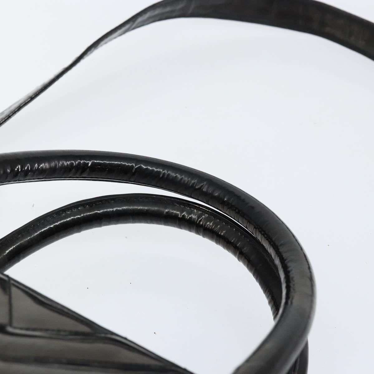 CHANEL V Stitch Hand Bag Enamel 2way Black Gold CC Auth bs30989