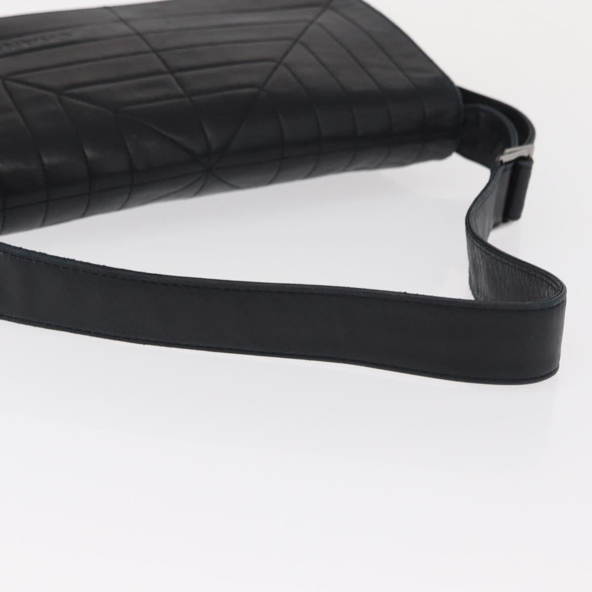 CHANEL Shoulder Bag Lamb Skin Black Silver CC Auth bs30993