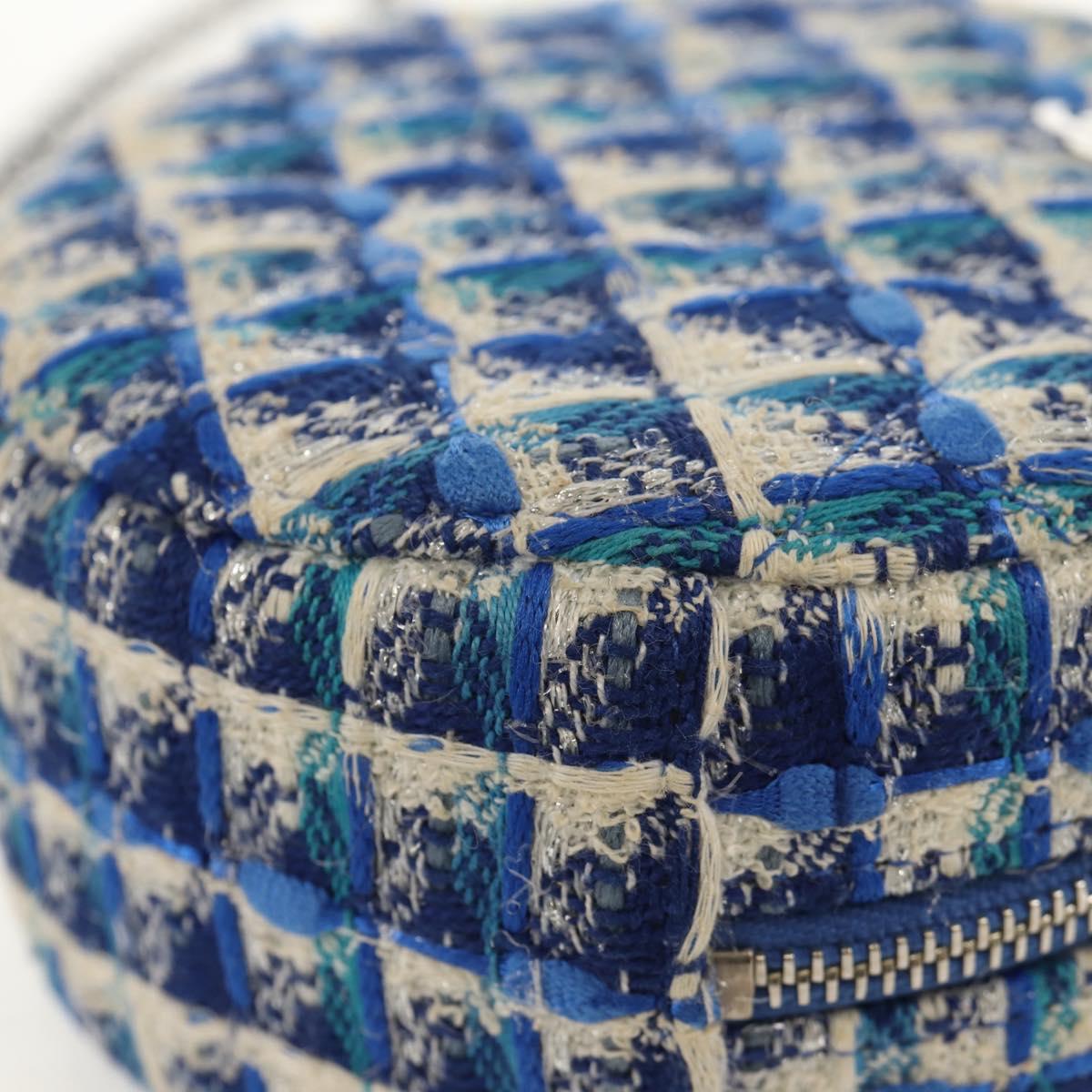 CHANEL Chain Shoulder Bag Tweed Blue Silver CC Auth bs30994V