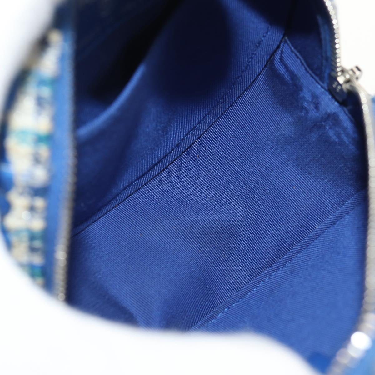 CHANEL Chain Shoulder Bag Tweed Blue Silver CC Auth bs30994V