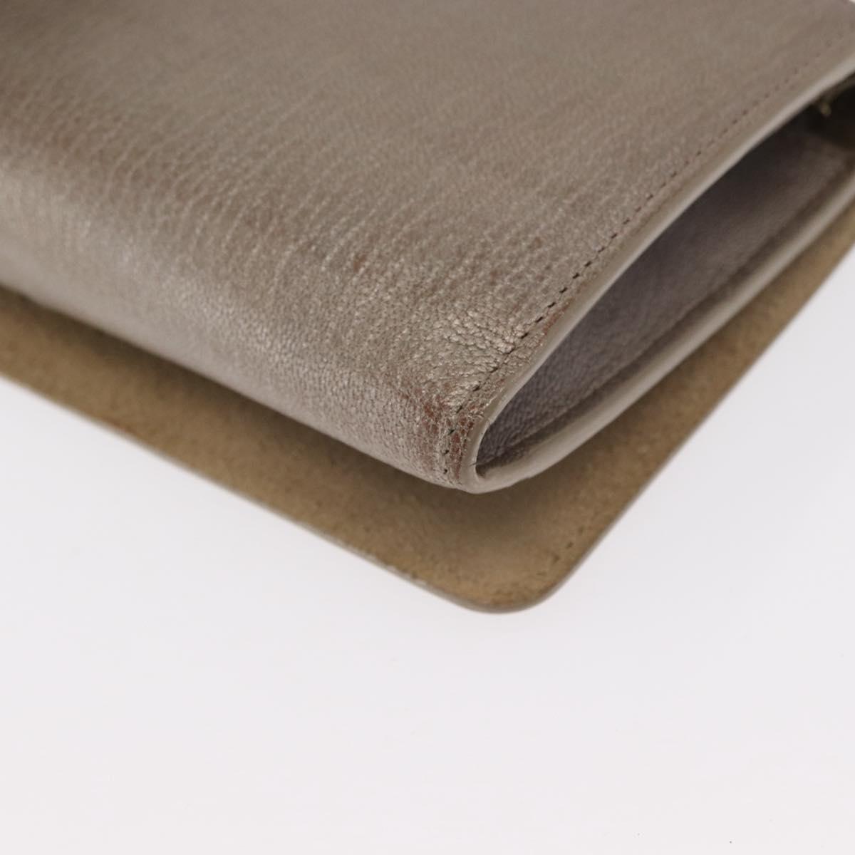 Jimmy Choo Star studs Wallet Shoulder Bag Leather Beige Silver Auth bs30998