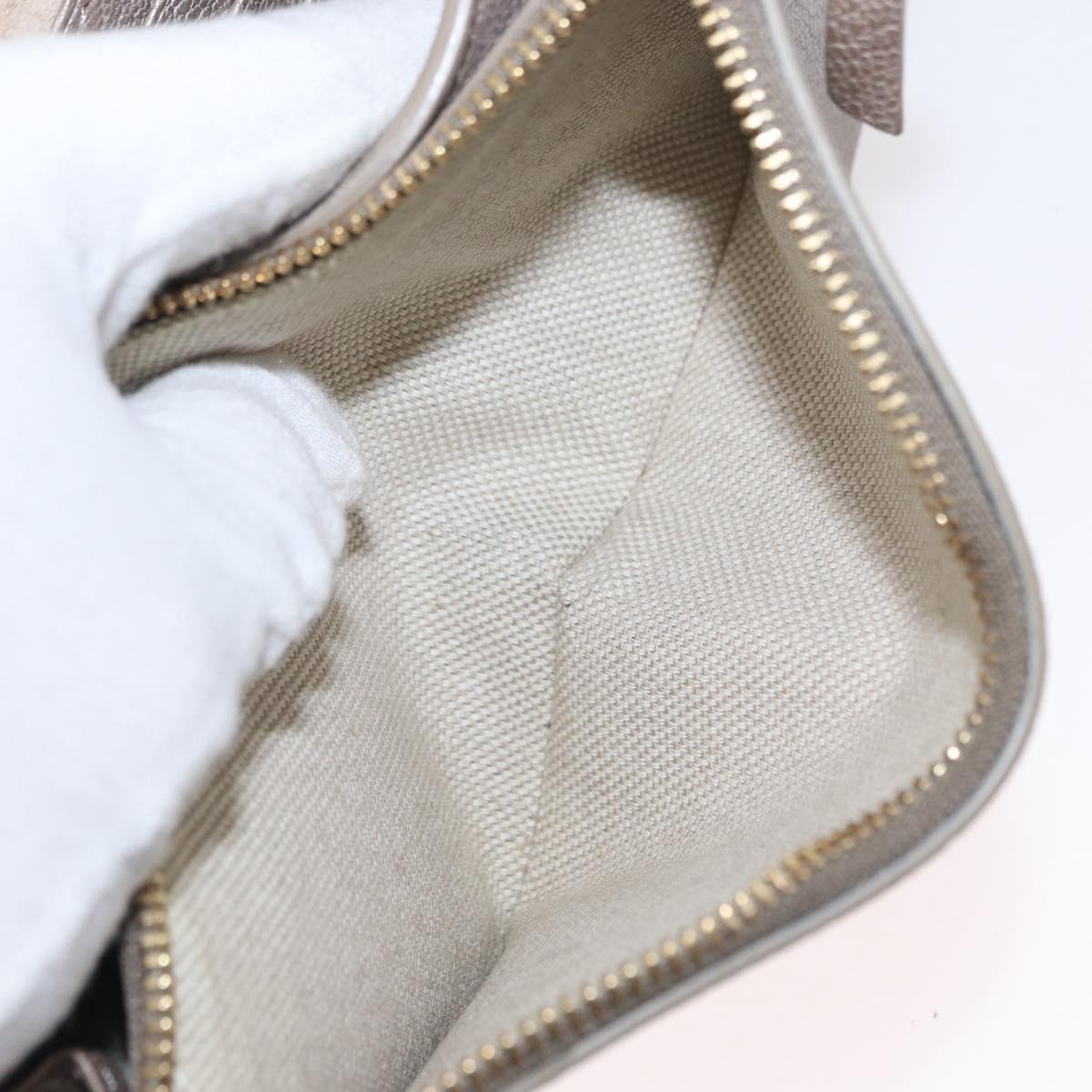 Jimmy Choo Star studs Wallet Shoulder Bag Leather Beige Silver Auth bs30998