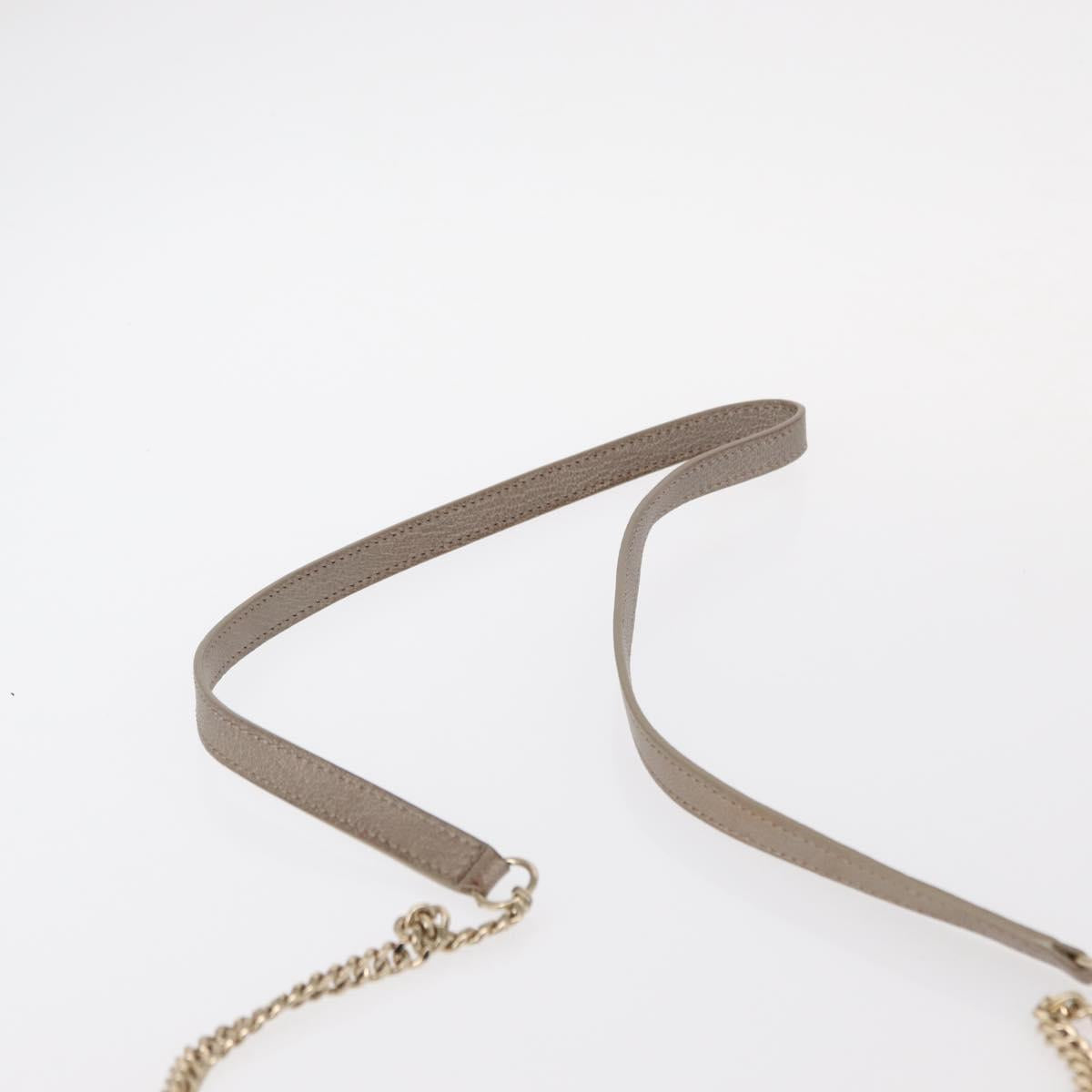 Jimmy Choo Star studs Wallet Shoulder Bag Leather Beige Silver Auth bs30998