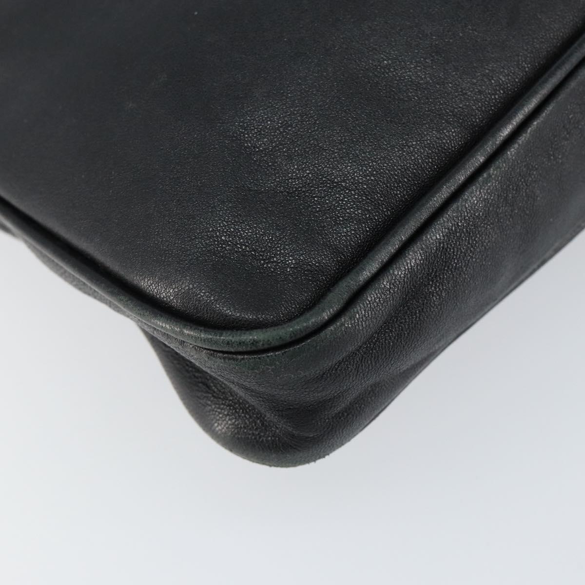 Jimmy Choo Studs Clutch Bag Leather Black Gold Auth bs30999