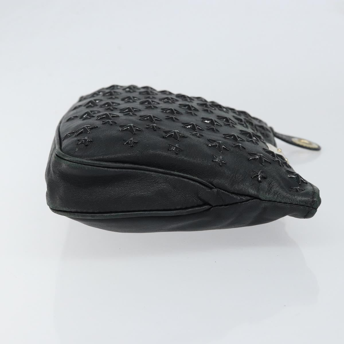 Jimmy Choo Studs Clutch Bag Leather Black Gold Auth bs30999