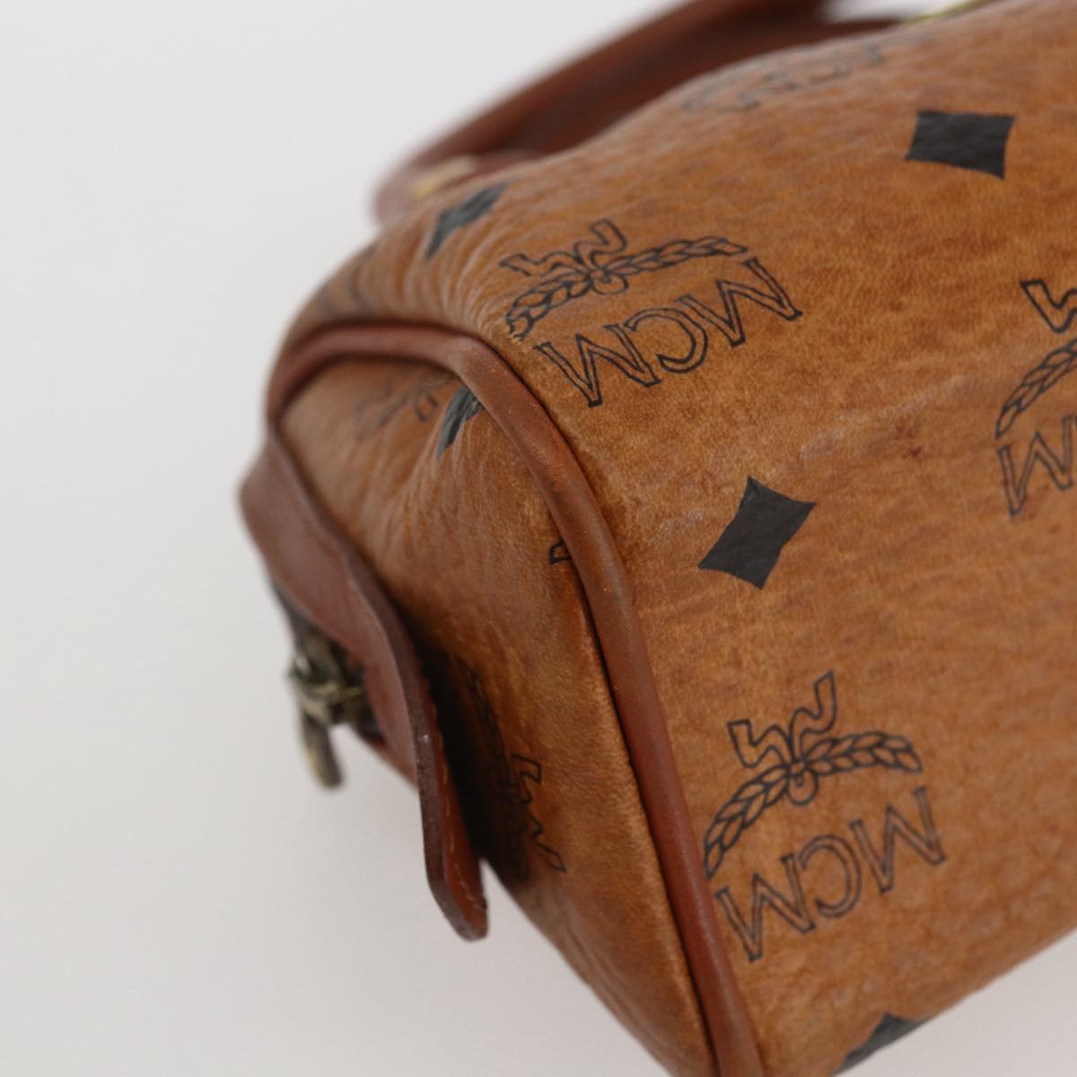 MCM Logogram Vicetos Hand Bag PVC Leather Brown Gold Auth bs31000