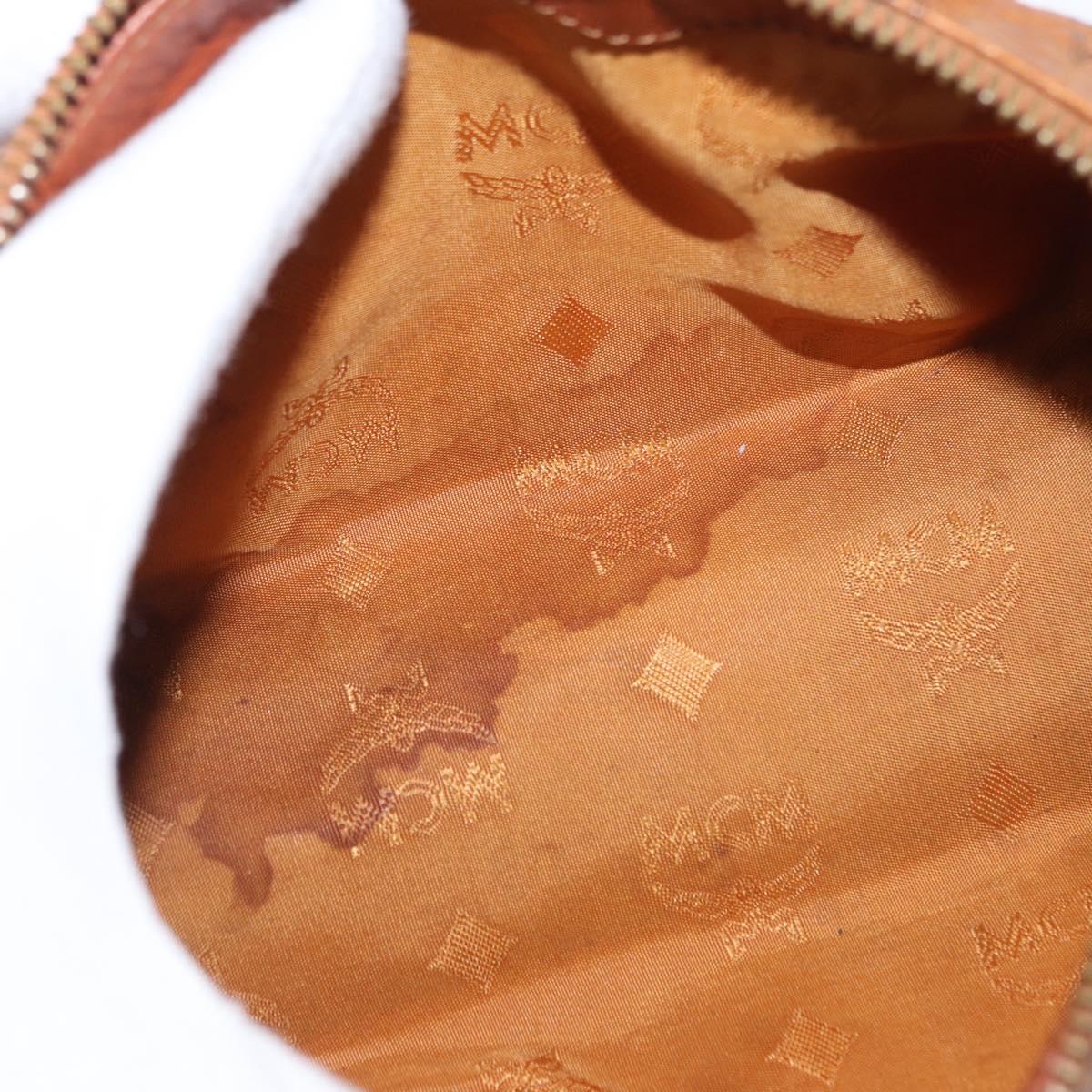 MCM Logogram Vicetos Hand Bag PVC Leather Brown Gold Auth bs31000