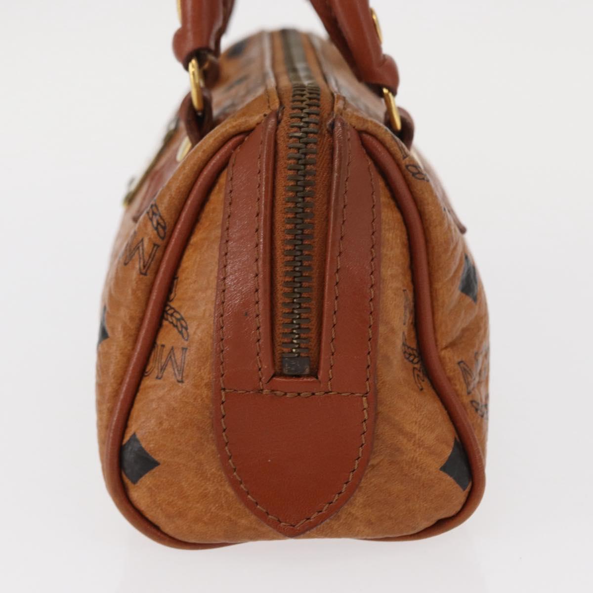 MCM Logogram Vicetos Hand Bag PVC Leather Brown Gold Auth bs31000