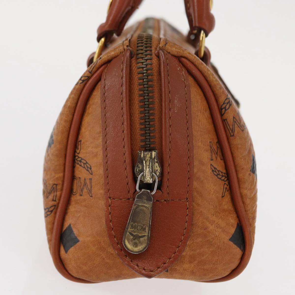 MCM Logogram Vicetos Hand Bag PVC Leather Brown Gold Auth bs31000