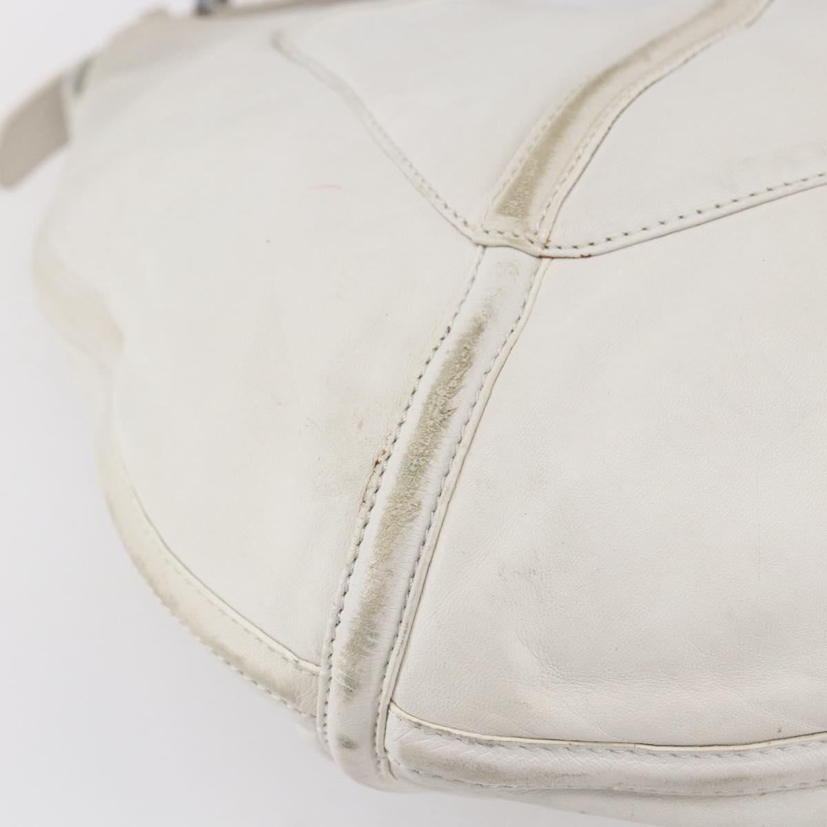 LOEWE Anagram Shoulder Bag Leather White Silver Auth bs31002