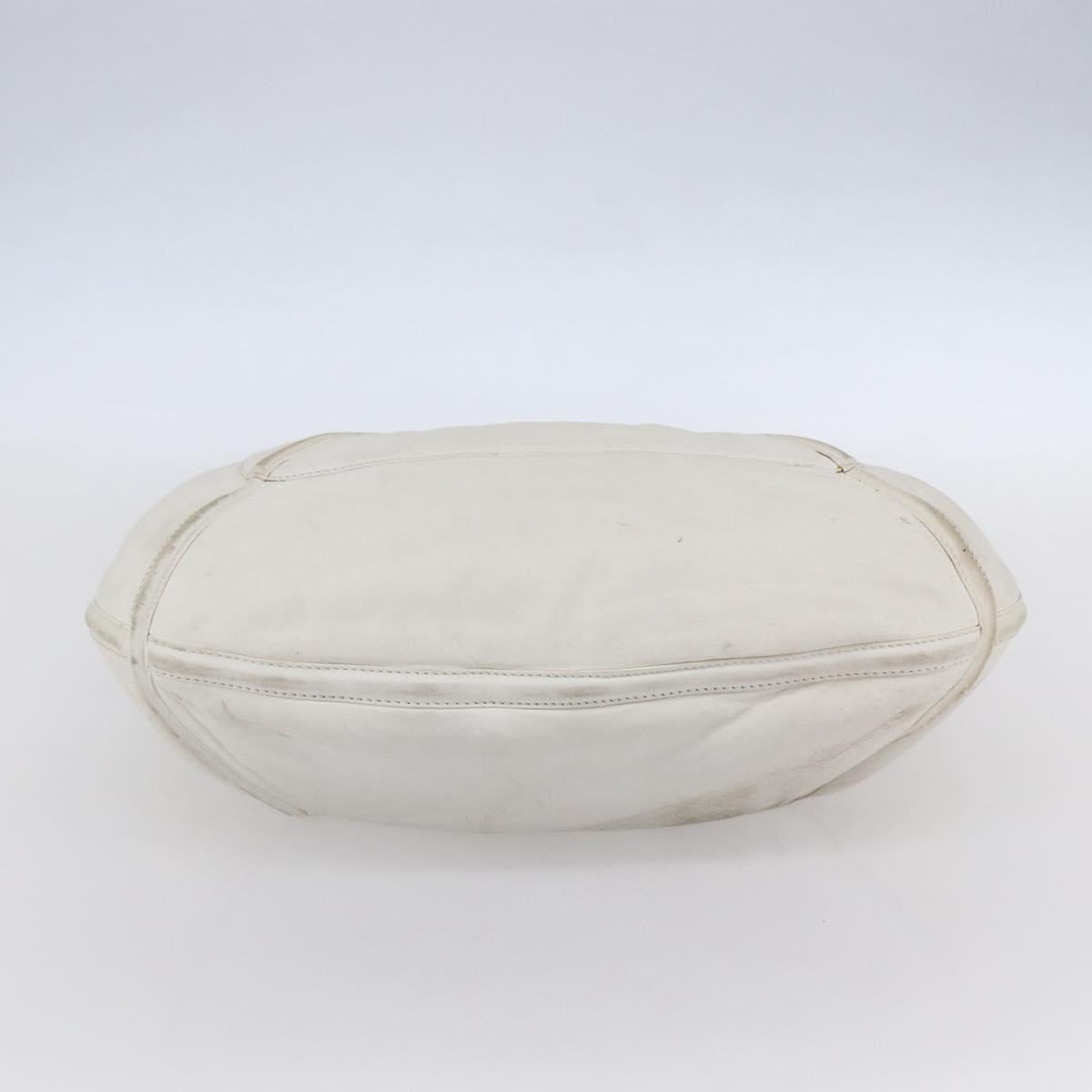 LOEWE Anagram Shoulder Bag Leather White Silver Auth bs31002