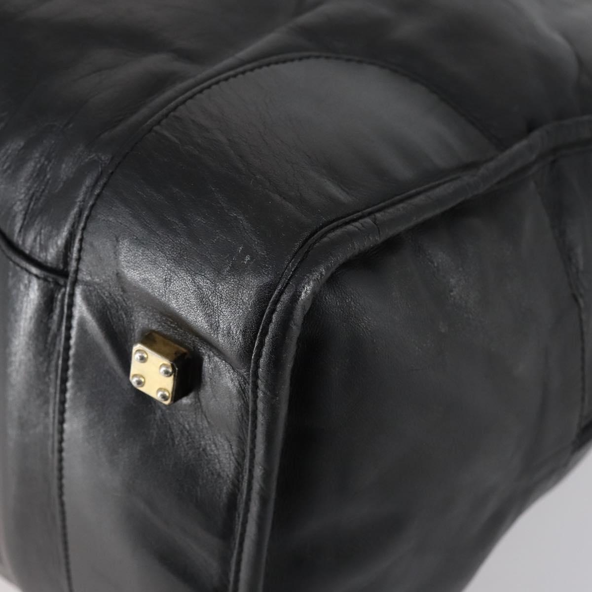 LOEWE Anagram Amazona 48 Hand Bag Leather Black Gold Auth bs31004