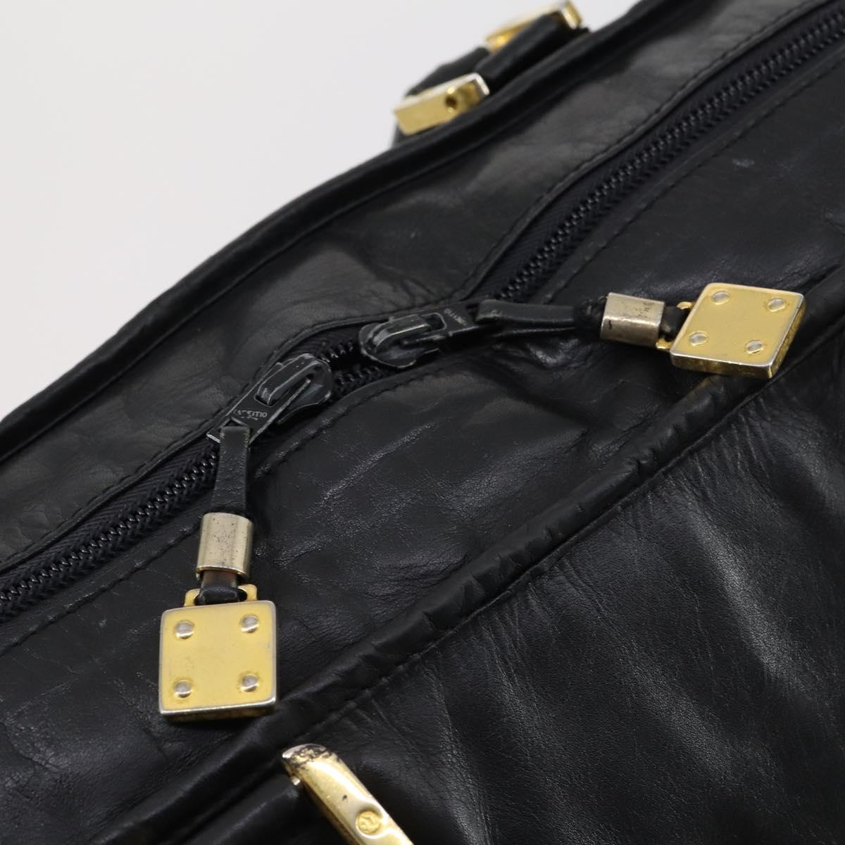 LOEWE Anagram Amazona 48 Hand Bag Leather Black Gold Auth bs31004