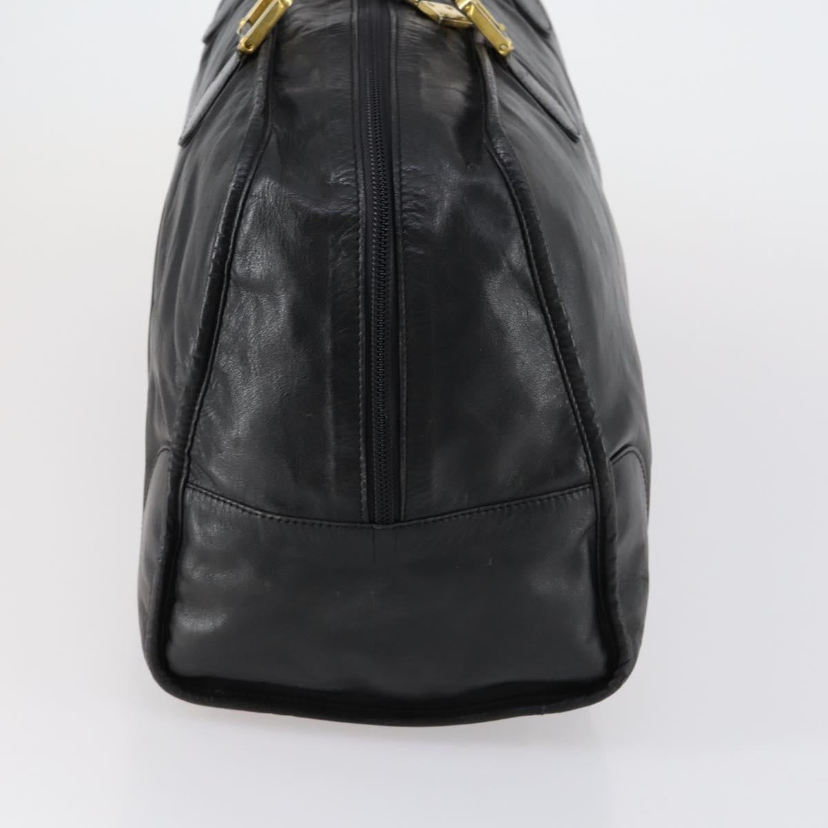 LOEWE Anagram Amazona 48 Hand Bag Leather Black Gold Auth bs31004