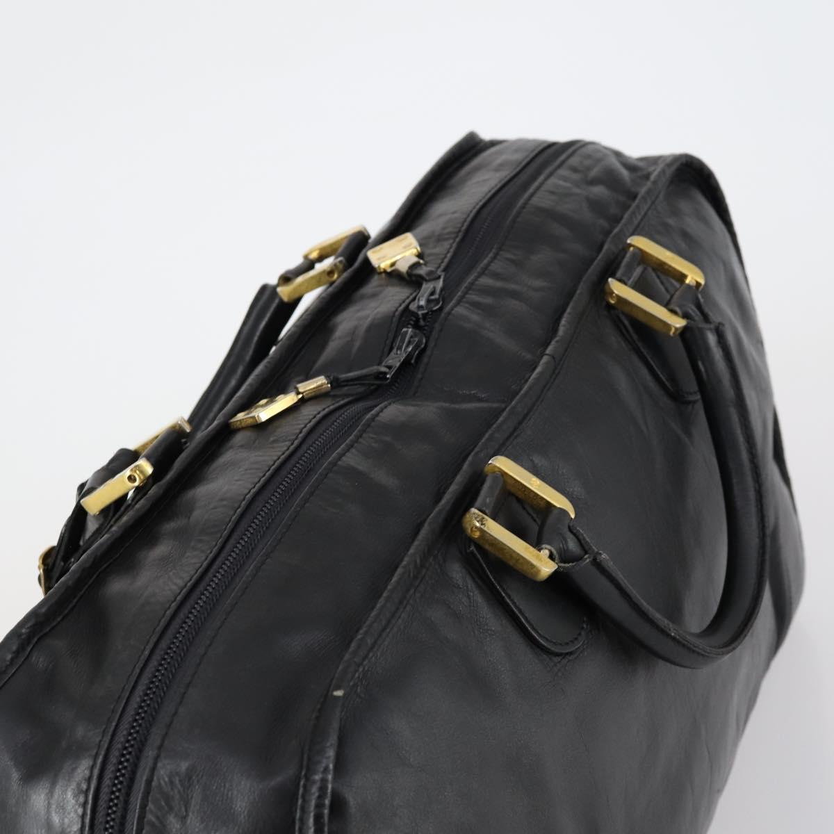 LOEWE Anagram Amazona 48 Hand Bag Leather Black Gold Auth bs31004